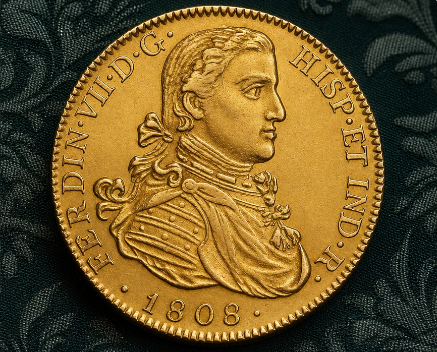 CHILE SANTIAGO MINT 1811 FERNANDO VII 8 ESCUDOS CI, Full Doubloon